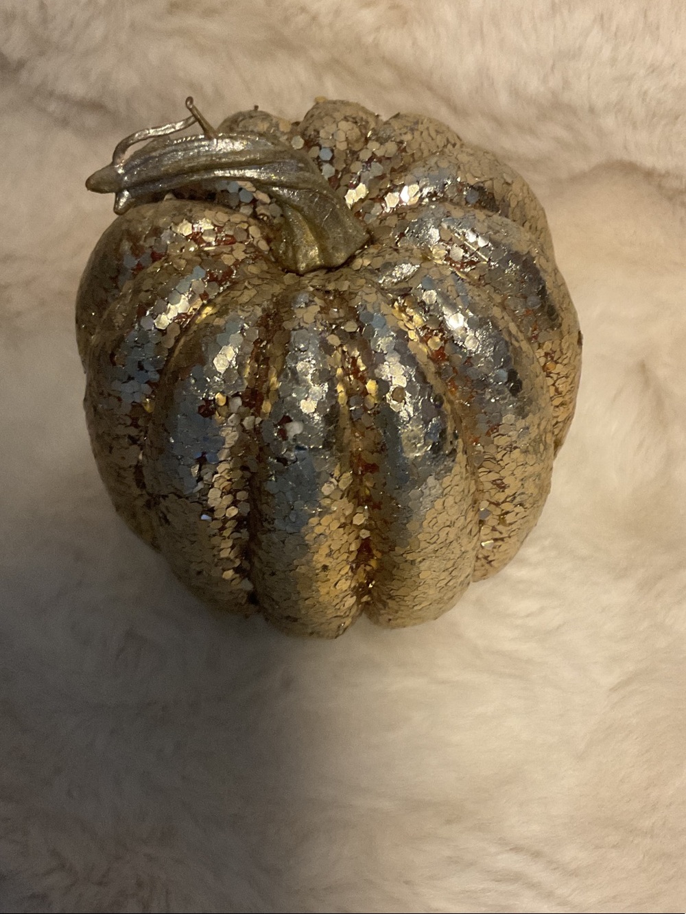Pier 1 Vintage Gold Sequin Decorative Pumpkin - Holiday Home Accent